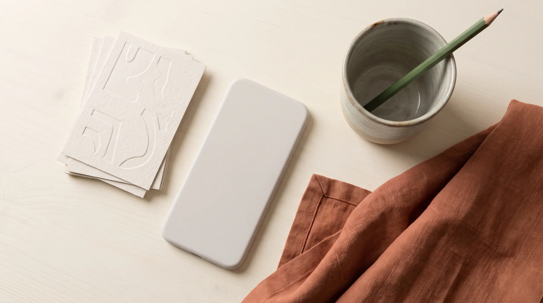 Mobile product materials on a table